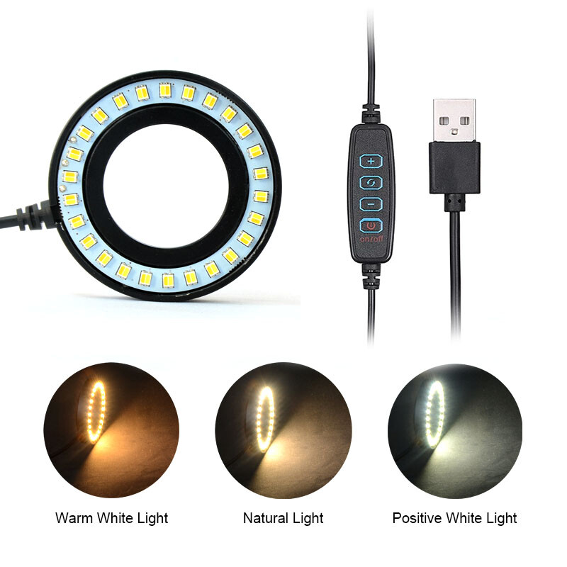Ultrathin 26 LED 3 color Modes Adjustable Ring Light Lamp for Stereo Microscope