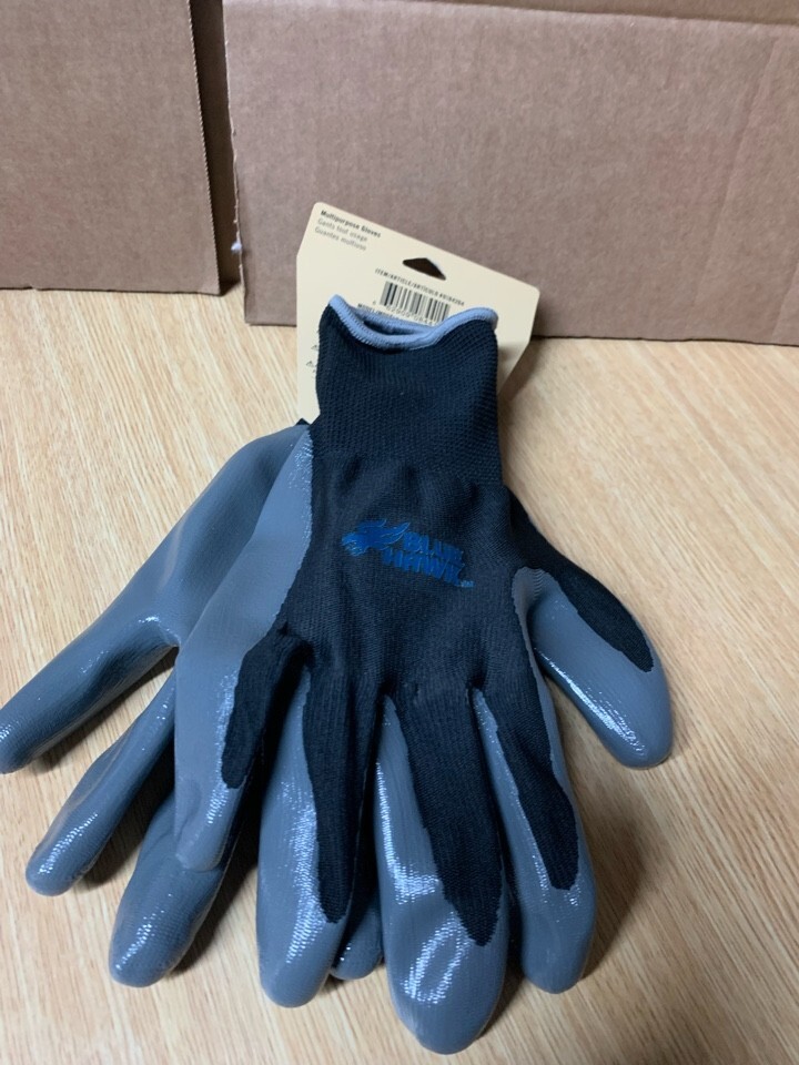 Blue Hawk Mens Polyester Nitrile Dipped Multipurpose Gloves, Large (1-Pair)