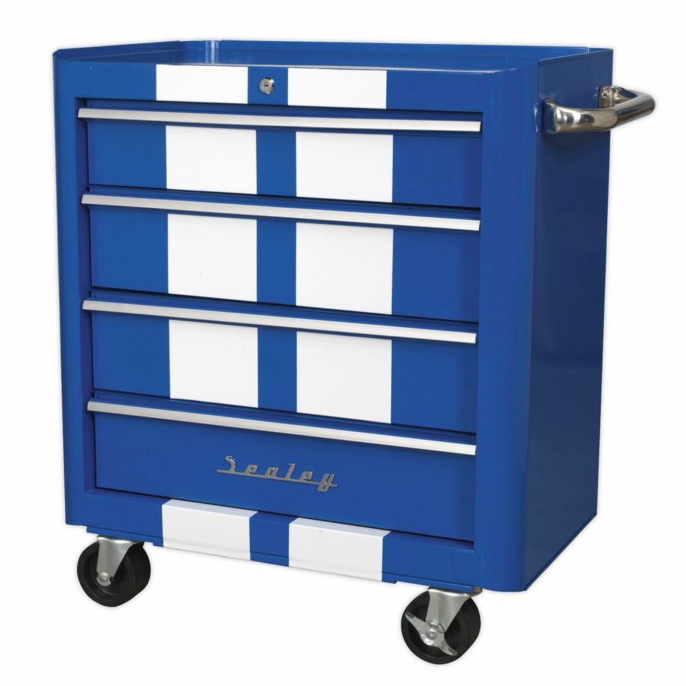 Sealey Rollcab 4 Drawer Retro Style Premier Roller Cabinet Tool Chest Lock Box