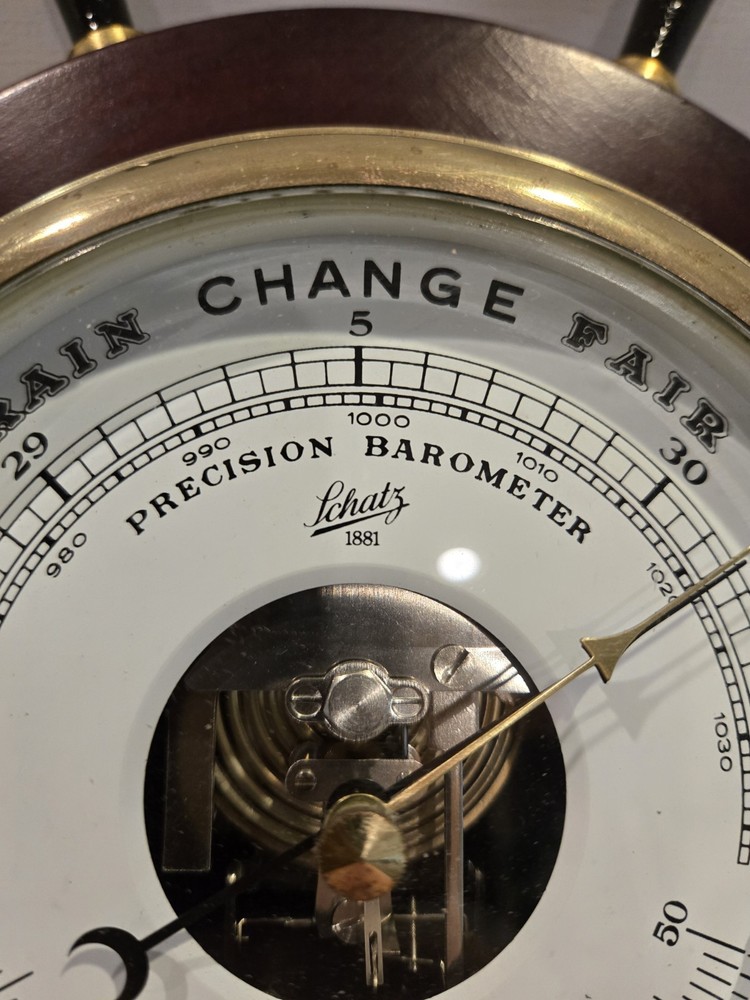 Schatz #1881 Precision Brass Barometer Thermometer - ship wheel- Germany