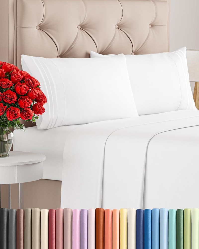 Queen Size 4 Piece Sheet Set  Comfy Breathable & Cooling Bed Sheets Set  Hote...