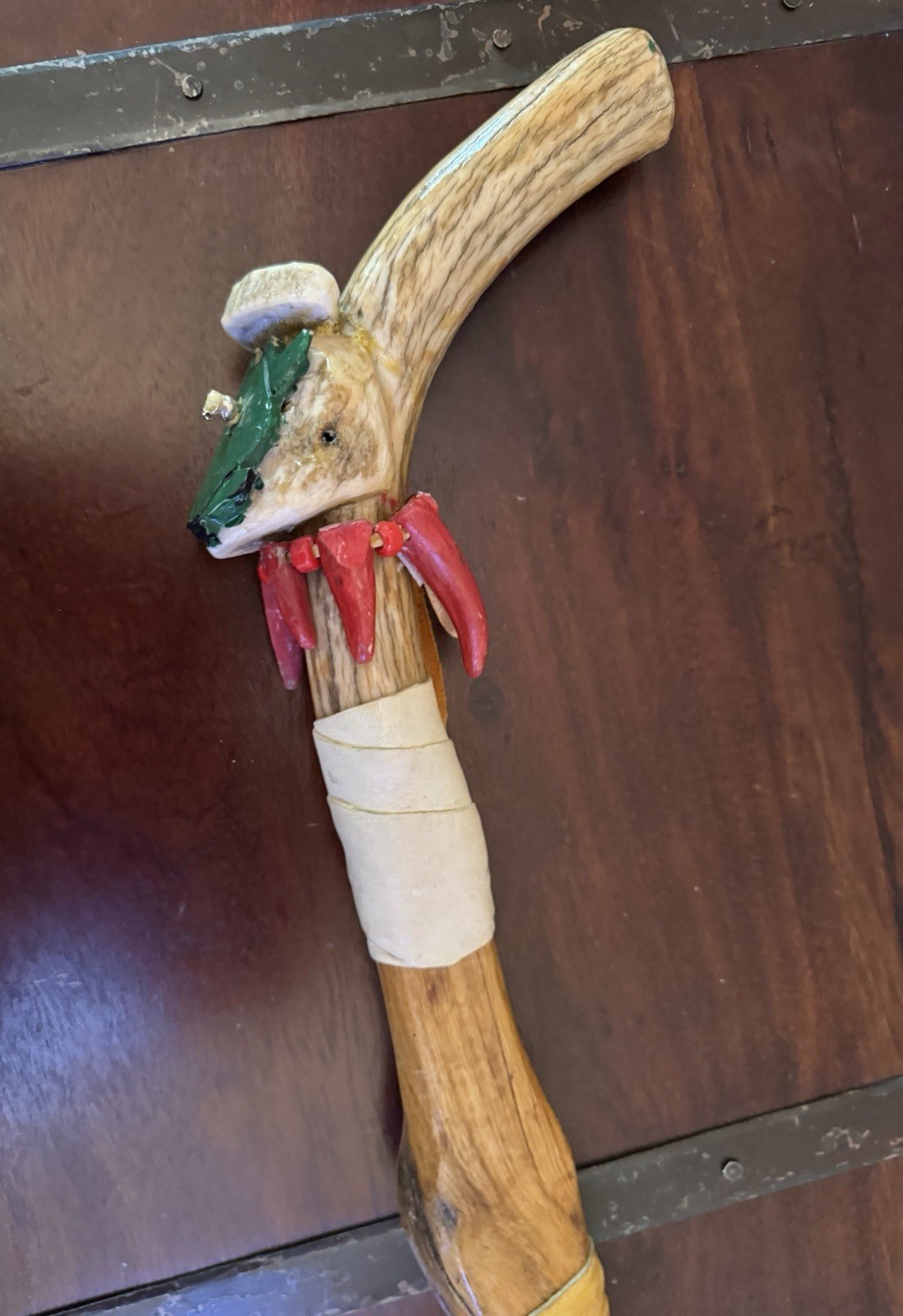 Vintage Handmade Unique Rare Indian Walking Cane Menominee Indian Tribe 41” Long