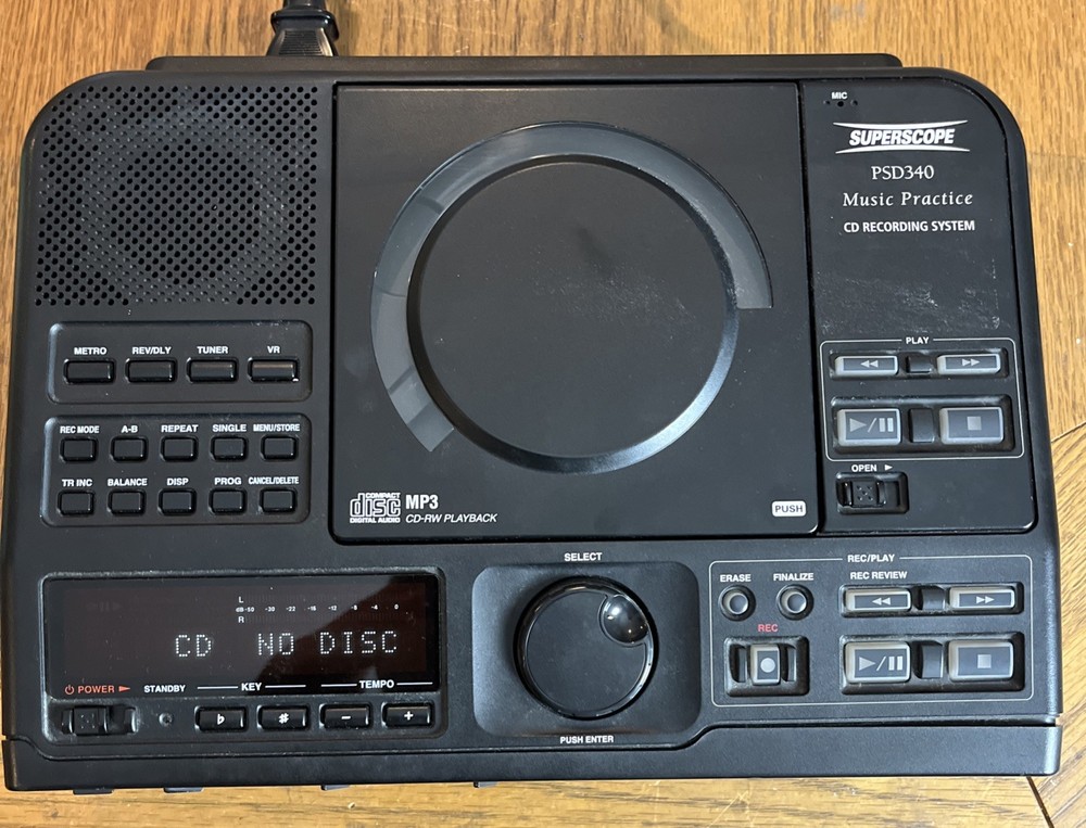 Superscope PSD340 Music Practice System POWERS ON  NO REMOTE! UNTESTED