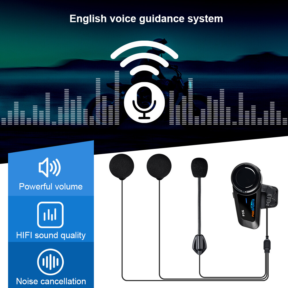2X 1000M Motorcycle Intercom 6 Riders Communication BT Bluetooth Helmet Headset