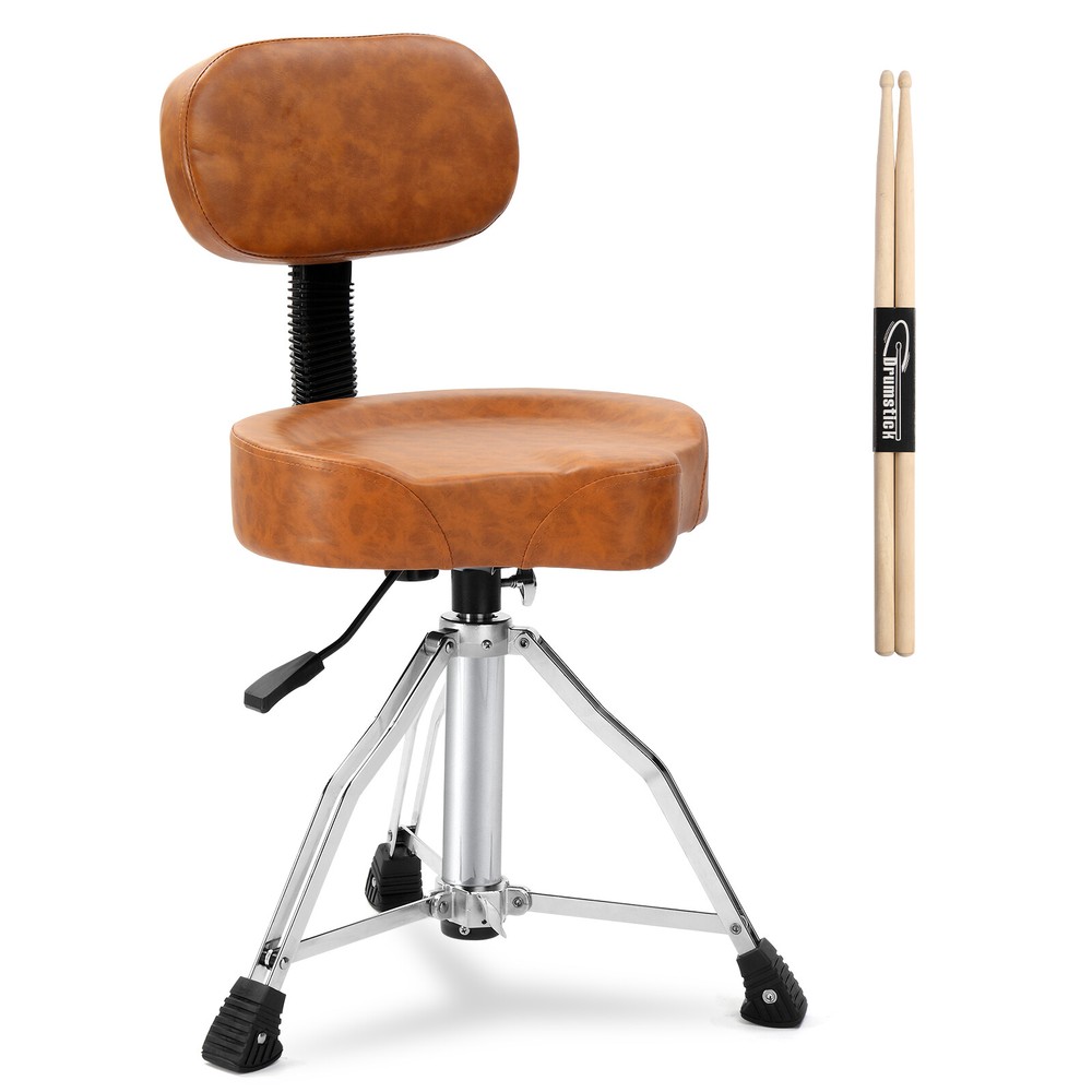 Drum Throne with Backrest, Hydraulic Drum Stool Adjustable Height for Drummers