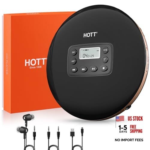 CD Player Portable 5.1 Bluetooth CD PlayerTouch Button and LCD Display