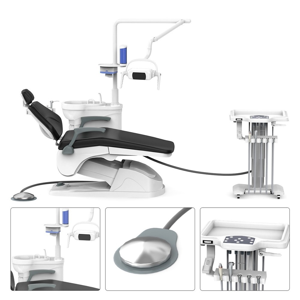 Dental Unit Chair Computer Controlled Doctor's Stool + Liftable Mobile Trolley