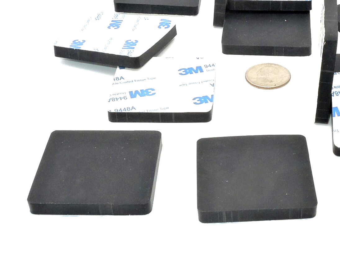 2" Square x 1/4" Silicone Rubber Vibration Pads 3M Adhesive Audio Equipment