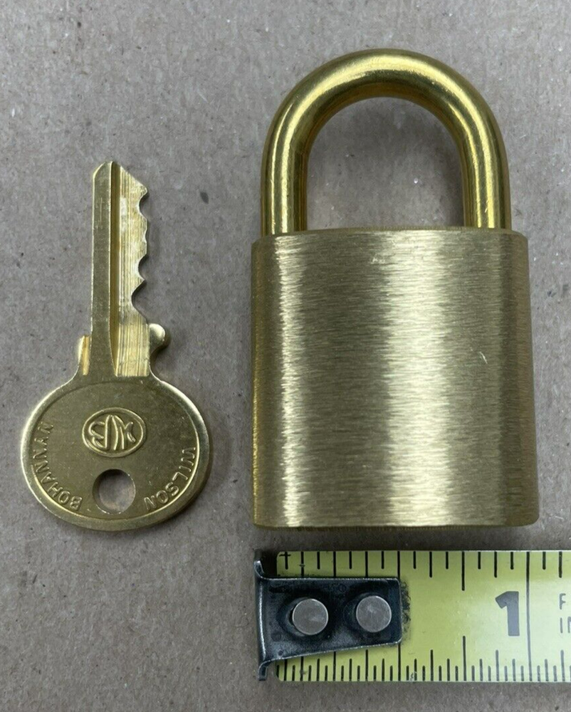 Wilson Bohannan Pad Lock, Solid Brass, NEW with key