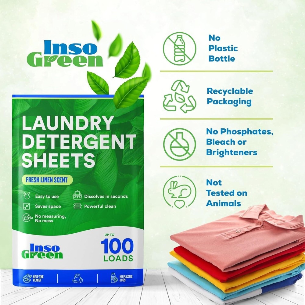 Laundry Detergent Sheets - 100 Loads | Eco, Zero Waste, Fresh Scent | 50 Sheets