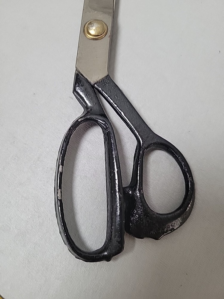 Large Vintage 10" Metal Black Handle Scissors
