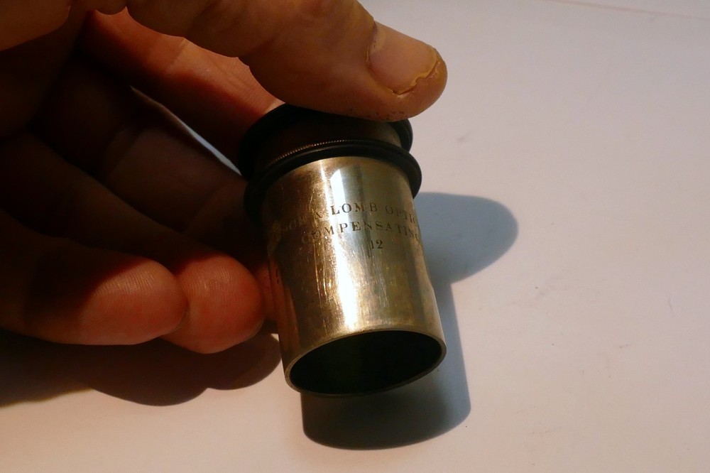 Bausch & Lomb Microscope Compensating 12 objective eyepiece brass antique 1"