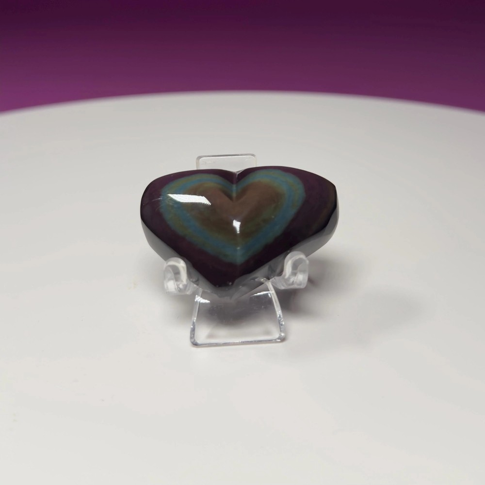 Mini Rainbow Obsidian Heart Carving (Mexico)