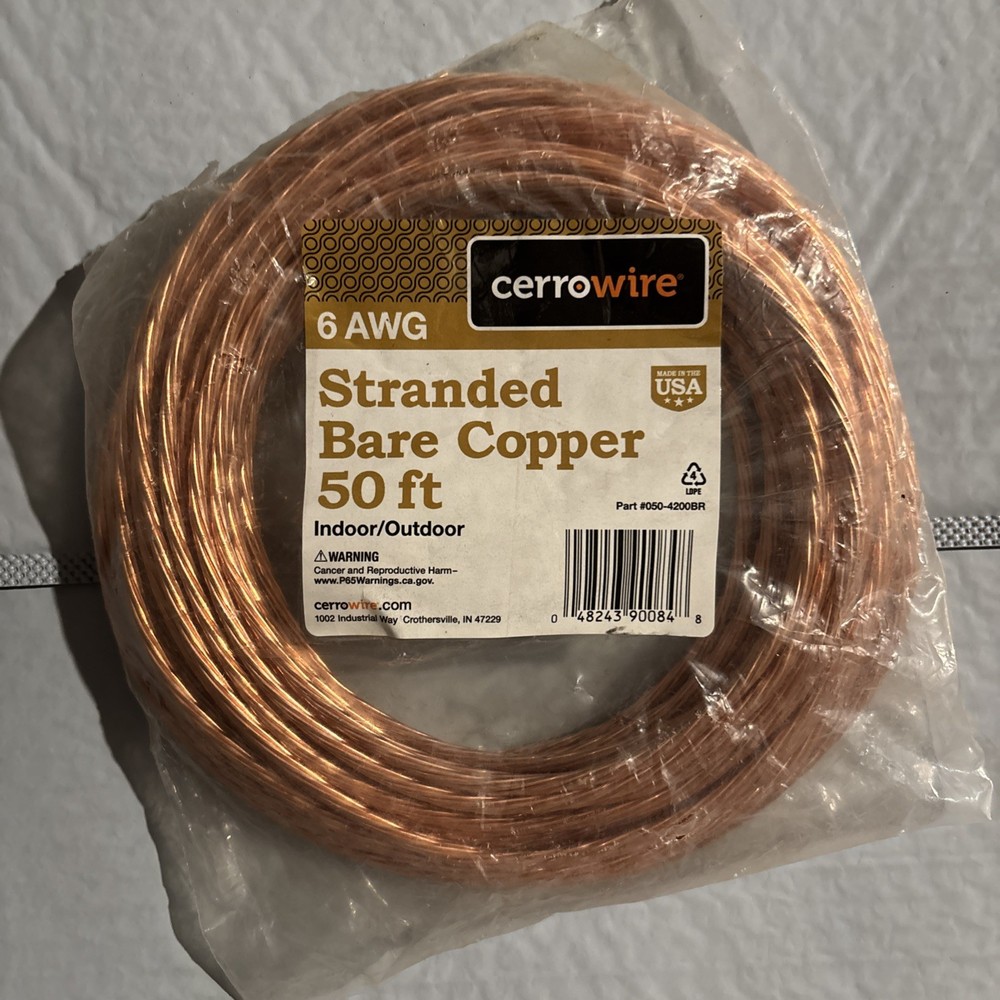 50 Feet 6 Awg Stranded Bare Copper Wire