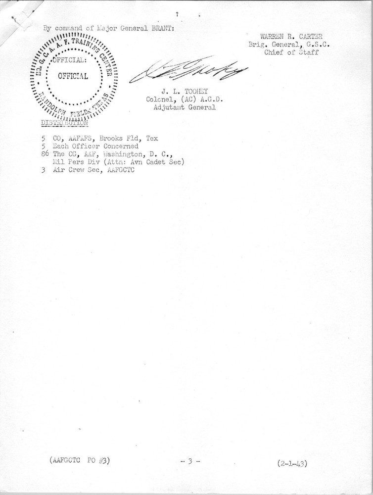 US AAForce Misc. Orders, Intelligence Needs, Randolph Field TX, Fort Bragg NC