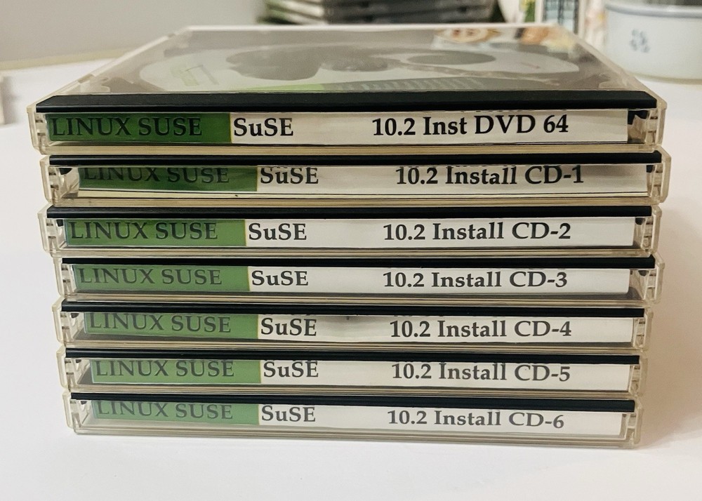 openSUSE 10.2 Linux Install Set (7-Disc Set) DVD + CDs 1–6 Novell 32/64-bit