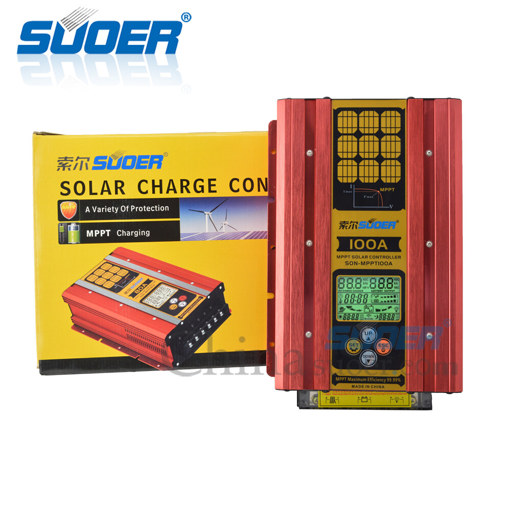 Suoer 12v/24v/48v 100A mppt solar charge controller solar regulator lcd controll