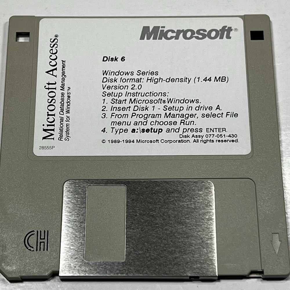 Microsoft Access Version 2 Windows 3.5” Floppy Disc 1994