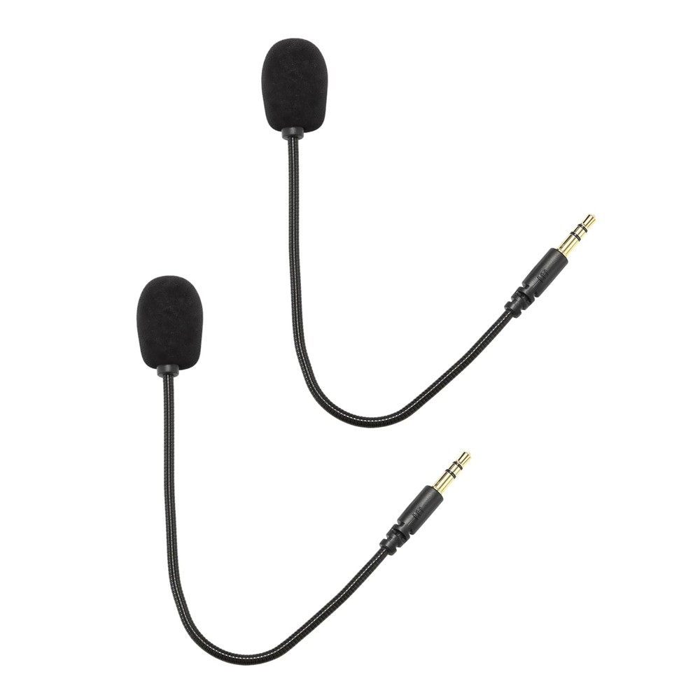 2Pcs Headset Microphone 3.5mm Plug, Black Headset Microphone Adjustable 360 D...