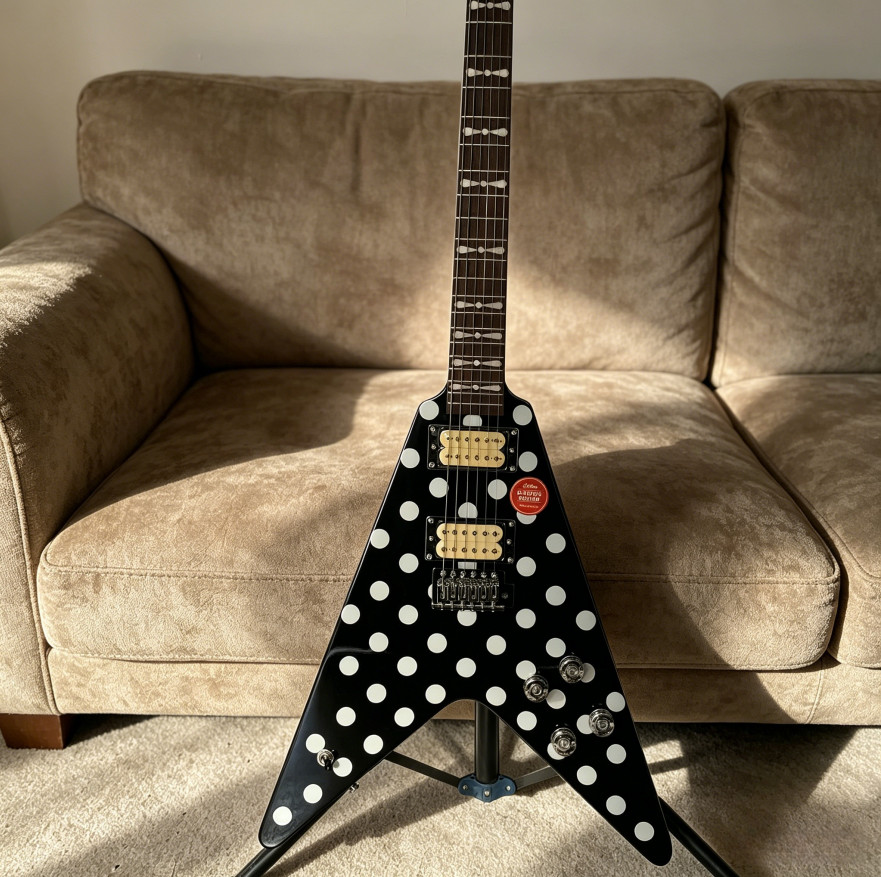 Randy Rhoads Electric Guitar Black&White Polka Dots Chrome Hardware 6 string