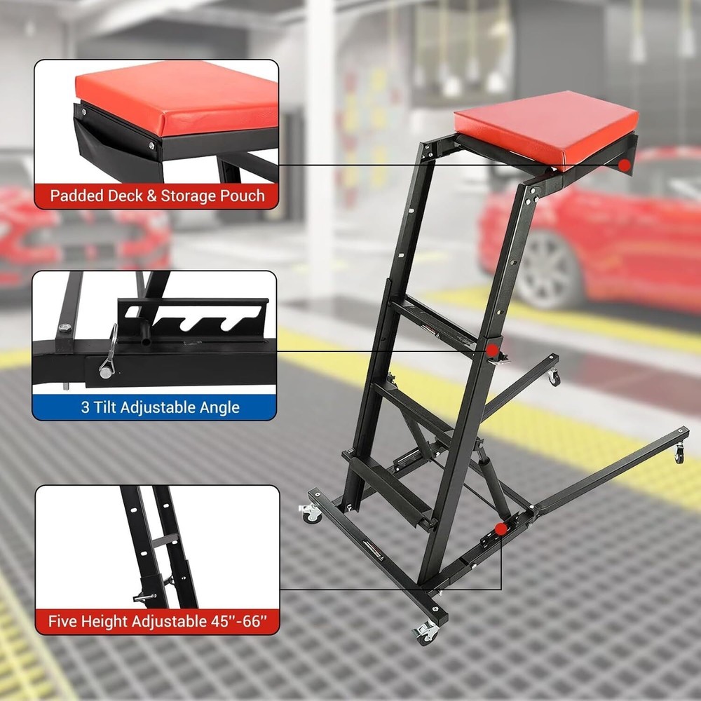 Automotive Topside Creeper 400LBS Adjustable Height Movable with 4 Wheels