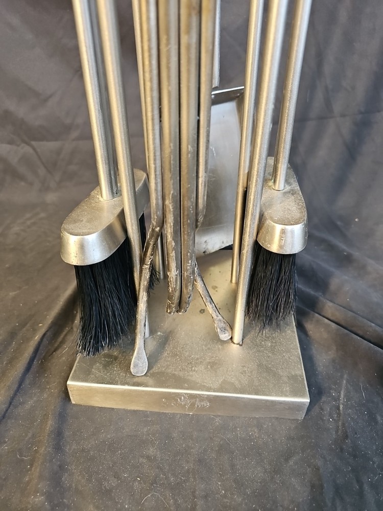 VTG Fireplace Tool Set Chrome 4pc. Heavy Set