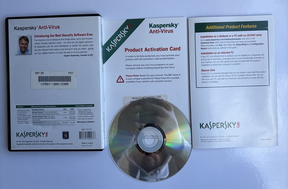KASPERSKEY Lab Anti-Virus Protection PC Computer Security Software Clean Disk