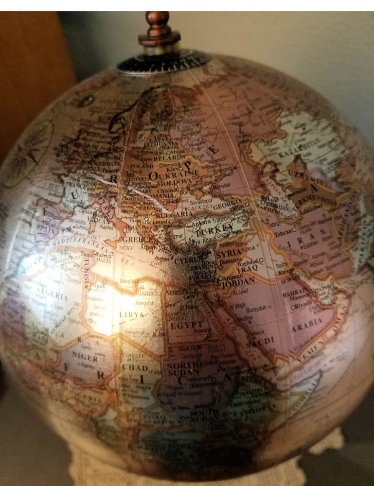 Preowned 14 inch Copper Colored Tabletop Globe