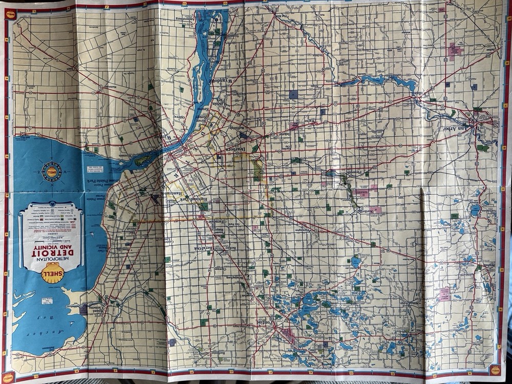 1938 Douglas "Wrong Way" Corrigan Signed Detroit Shell Map Aviation Autograph