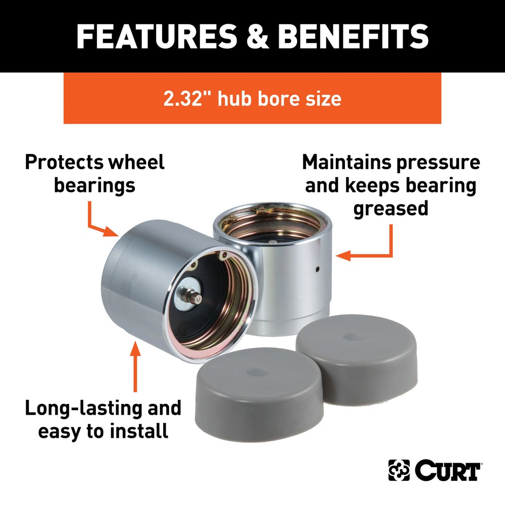 Curt 2.32" Bearing Protectors & Covers (2-Pack)