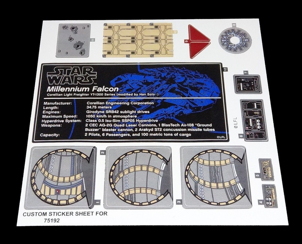 Custom Sticker for 75192 Replacement Sticker for 75192