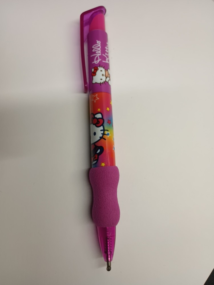 HELLO KITTY PEN PUSH RETRACTABLE GEL INK FOAM GRIP PROTOTYPE RARE WITH CASE