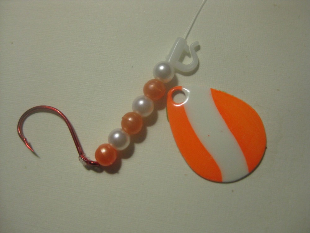 Walleye 1 Hook Spinner Rigs (Orange White)