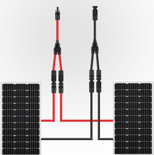 Solar Connectors Y Branch Parallel Adapter 10AWG Cable for Solar Panel (Red & Bl