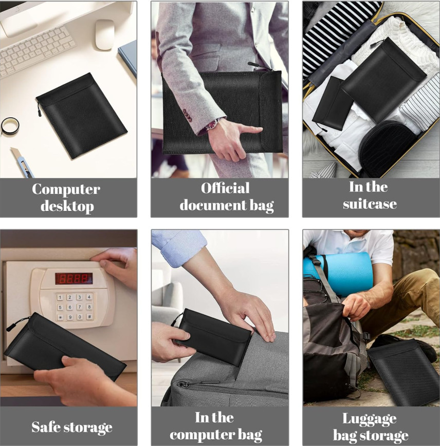 Fireproof Waterproof Document Bag 3 Pack Cash Passport File Holder Safe Storage