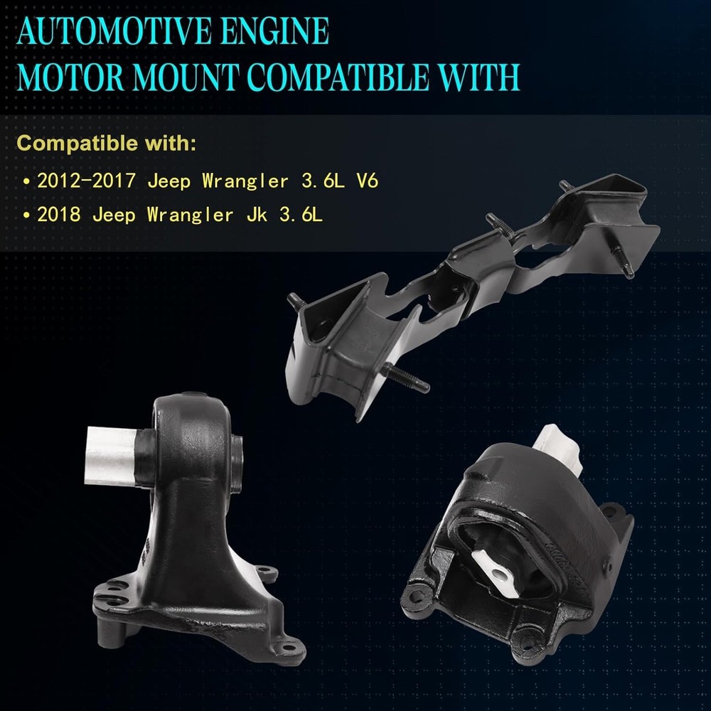 3PCS,Engine Motor Mount & Trans Mount Compatible with Wrangler 2012-2017, Wra...