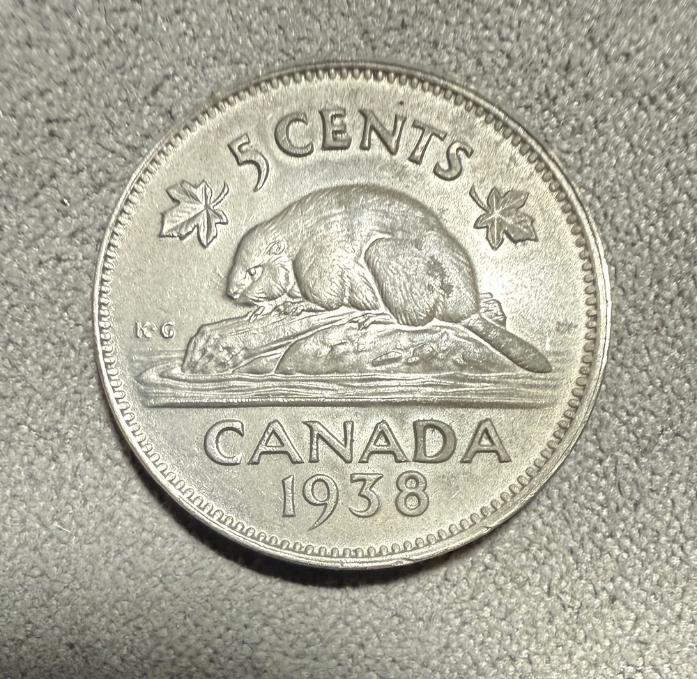 1938 Canada 5 Cent Coin UNC