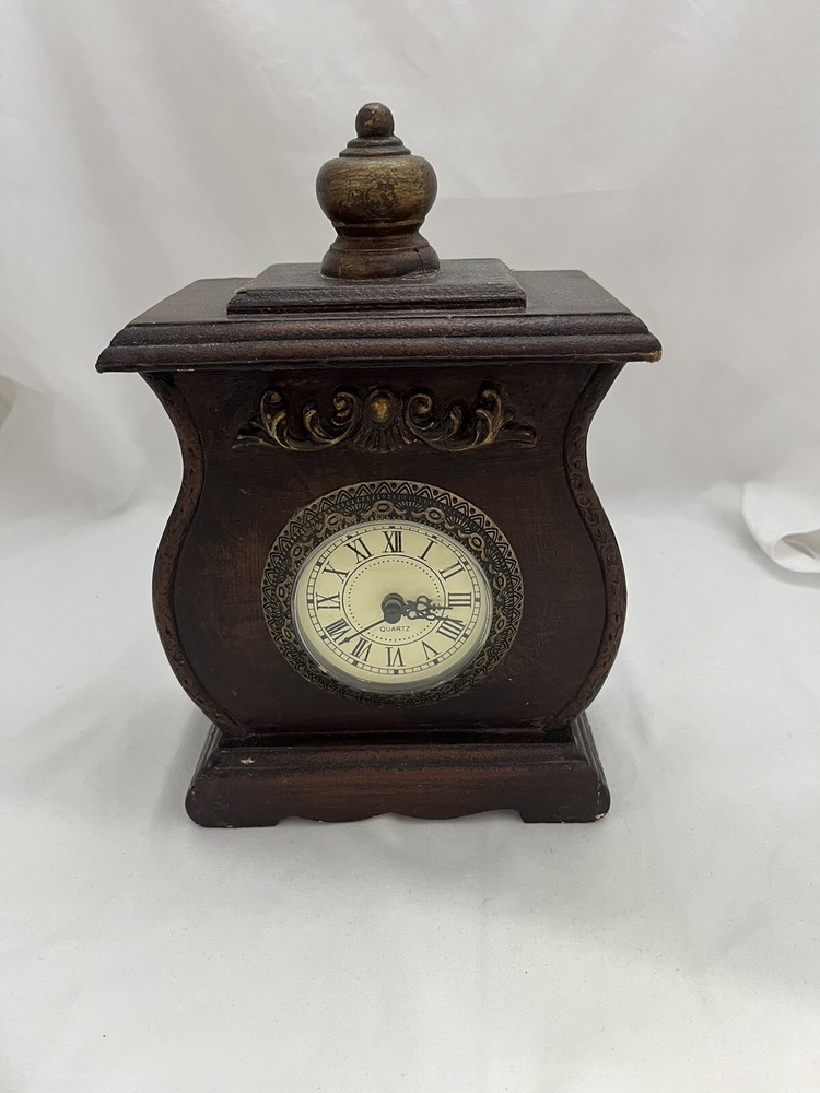 Clock Rustic Farmhouse Design Dark Wood Table Clock