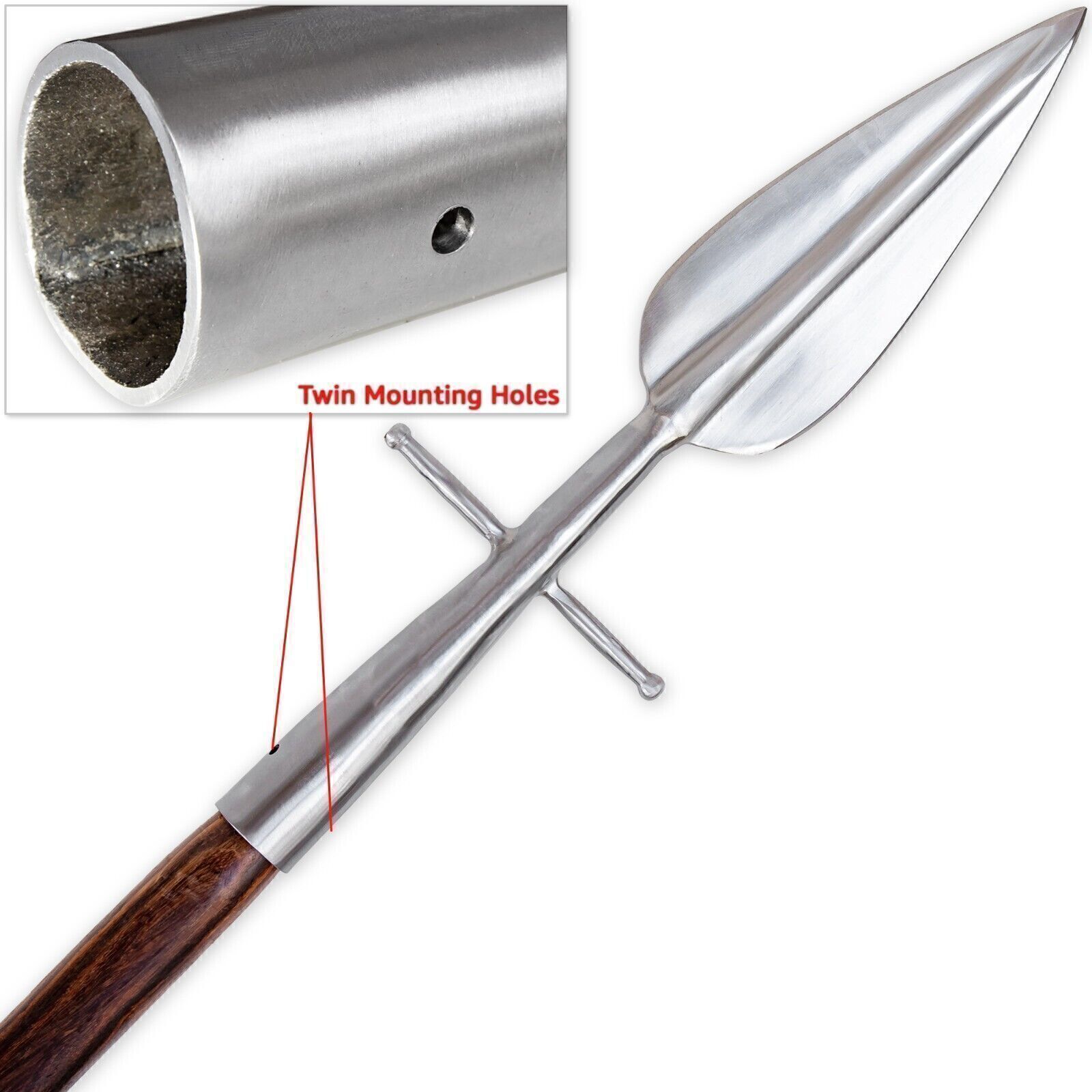 Hand Forged Medieval Predrilled Boar Spearhead Viking Throwing Spear Head