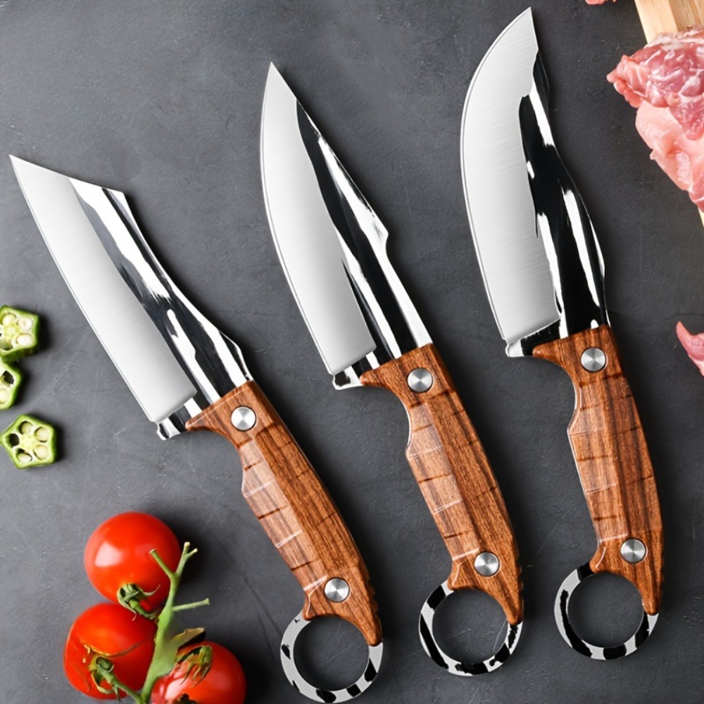 3pcs Kitchen Knives Set, Scissors Stainless Steel Ultra Knives for Home Travel