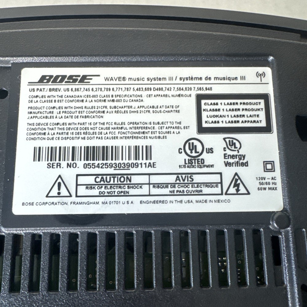 Bose Wave Music System III Black With Remote