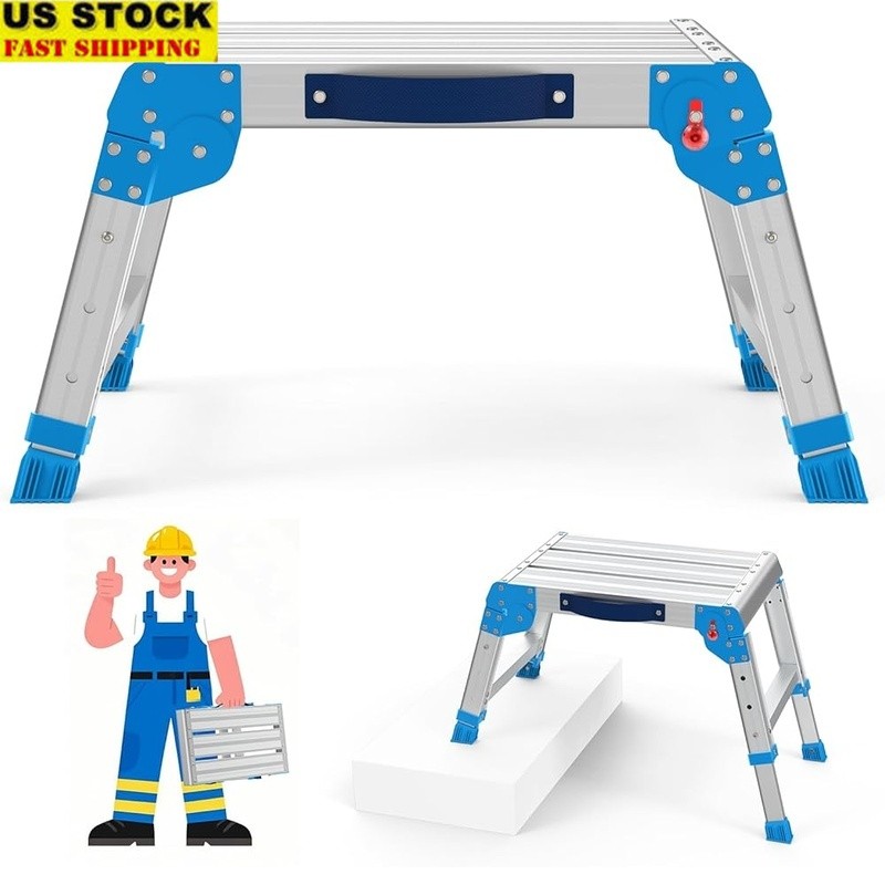Adjustable Folding Platform Ladder 600LBS Lightweight Non-Slip Step Stool New