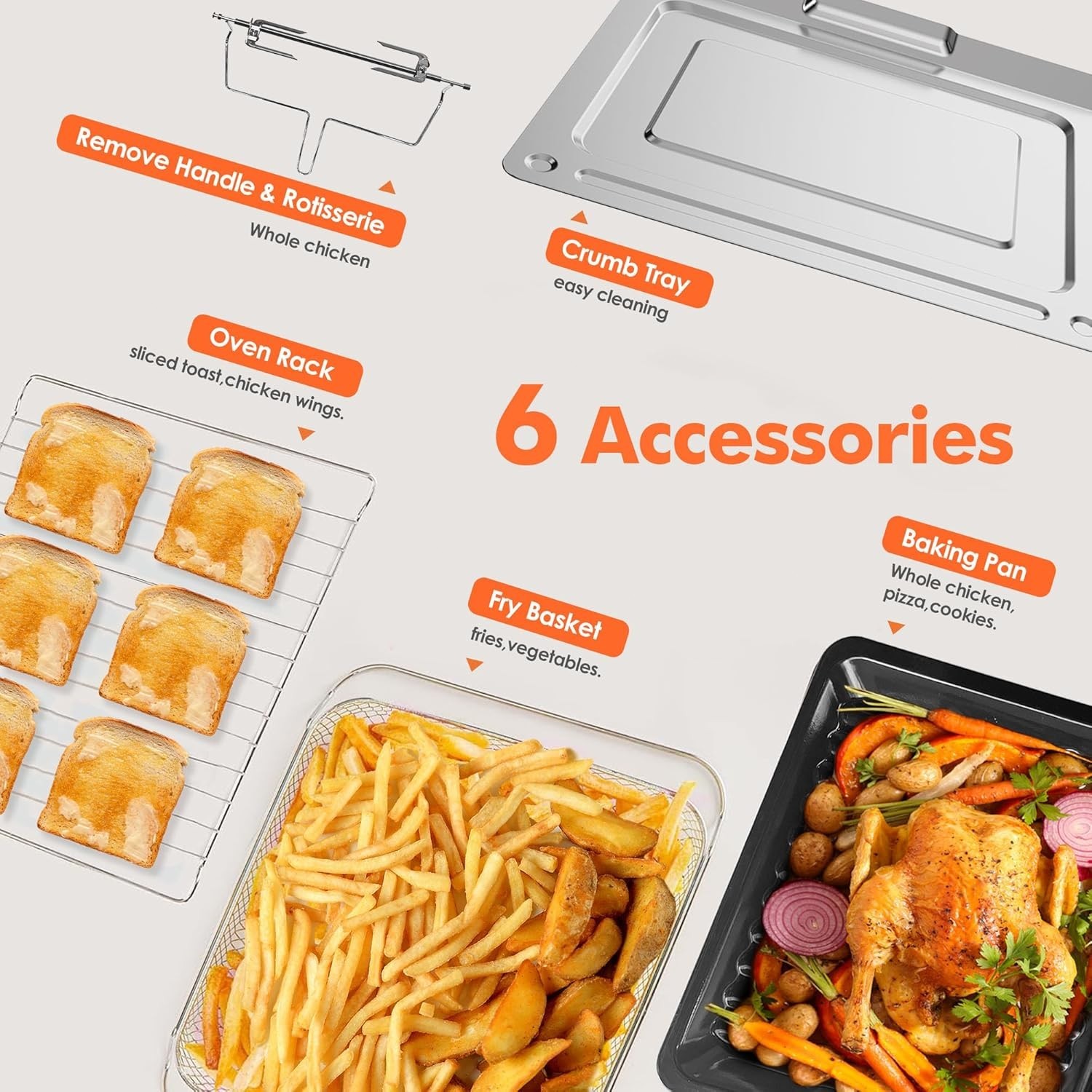 Kitchen in the box 32QT Extra Large Air Fryer Toaster Oven Combo 1800W 21-in-1