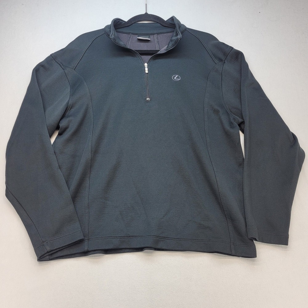 Nike Golf Quarter Zip Pullover Mens Medium Black Athletic Waffle Knit