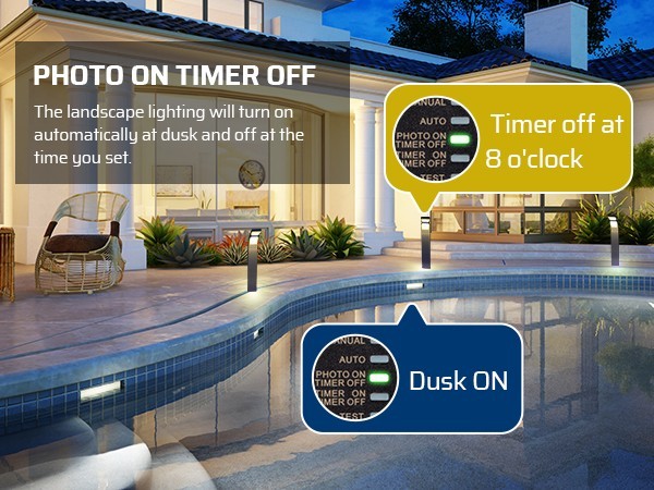 Low Voltage Transformer 200W Outdoor with Photocell Sensor Timer Waterproof