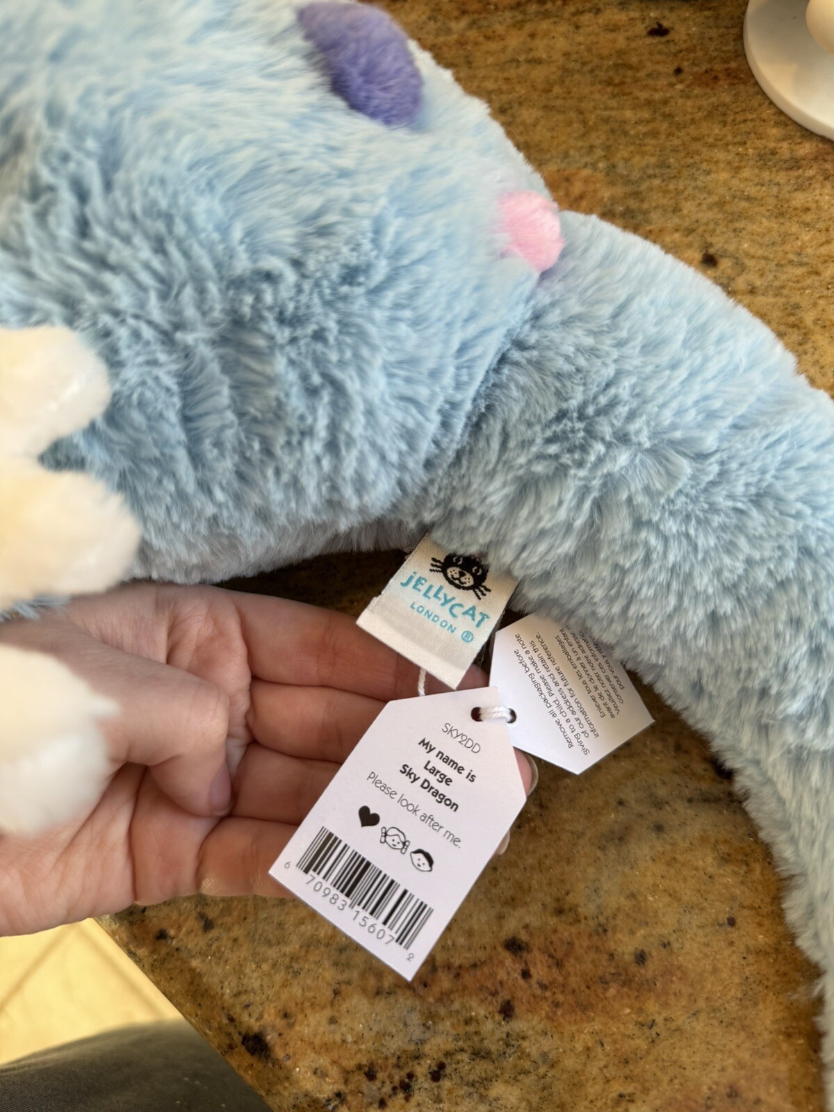 Jellycat Large Sky Dragon Blue Rainbow Soft Plush Toy New With Tags Authentic