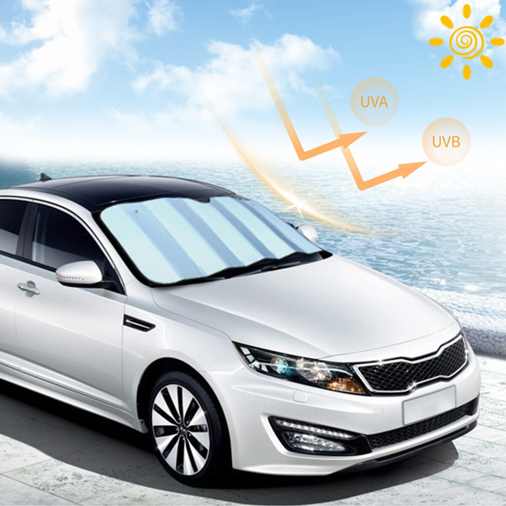 2Pcs Foldable Car Front Window Windshield Sun Shade Shield Cover Visor UV Block