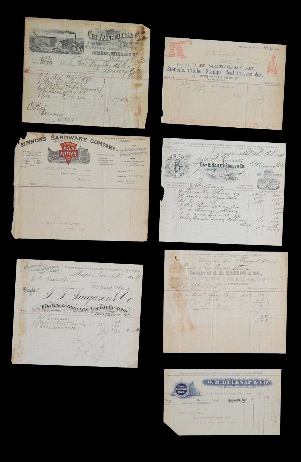 (22) c 1890 ADVERTISING EPHEMERA DOCUMENTS BUSINESS LETTER TENNESSEE