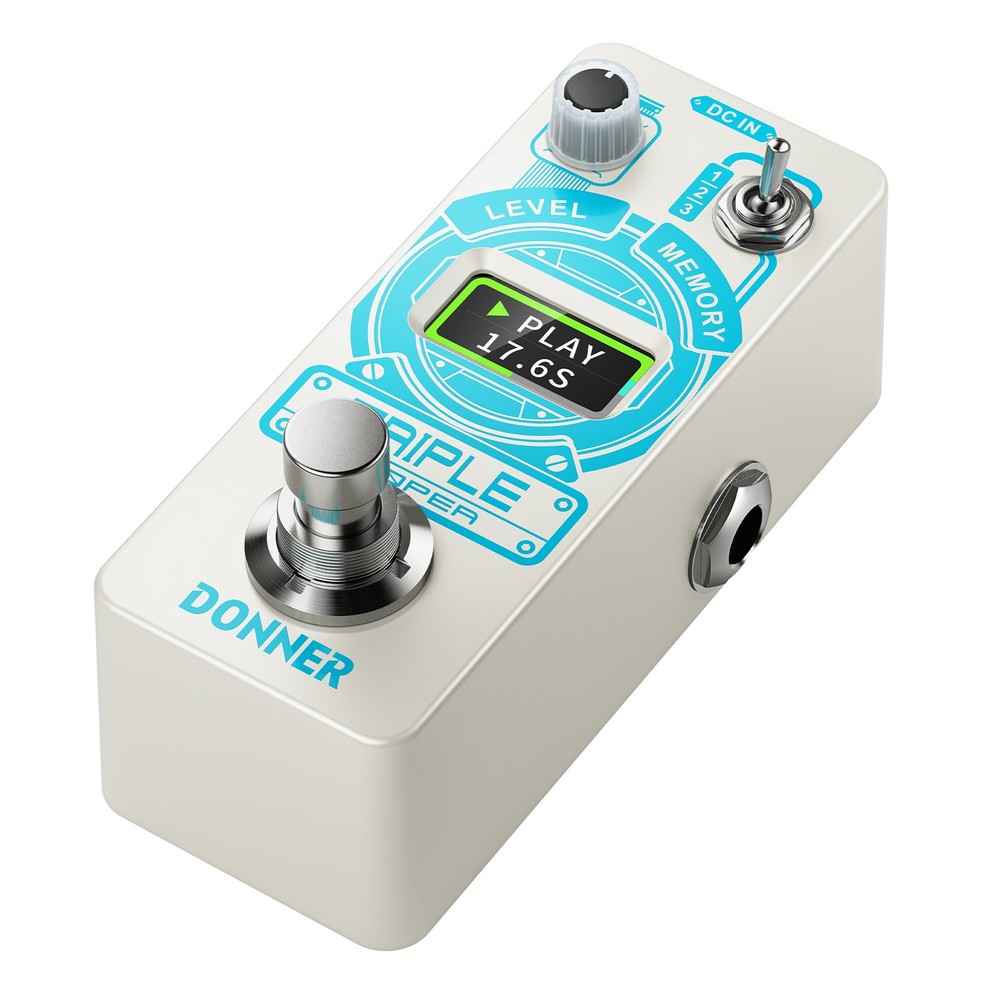 Donner Triple Looper Guitar Effect Pedal 90 mins Looping Time with Screen 3 Loop