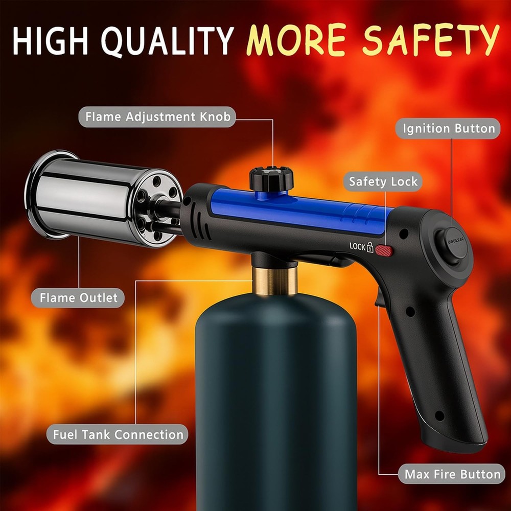 ARTFLAMM Powerful Propane Torch Gun, Kitchen Torch With Adjustable Flame, Adj...